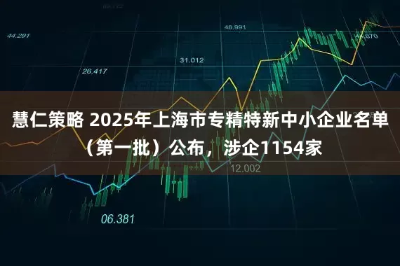 慧仁策略 2025年上海市专精特新中小企业名单（第一批）公布，涉企1154家