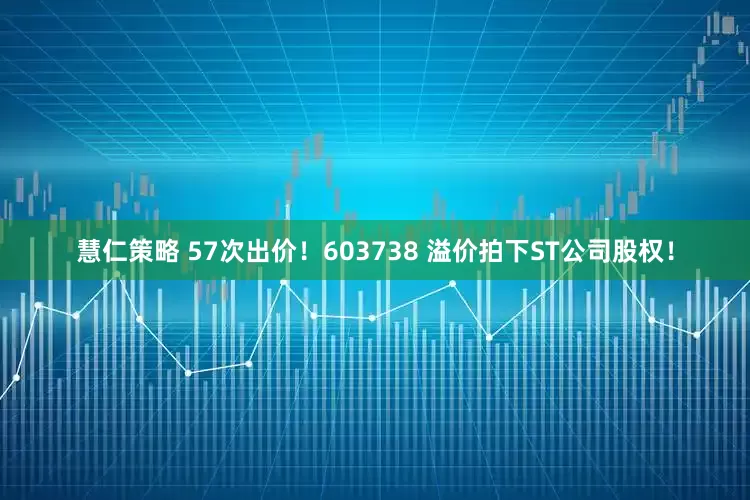 慧仁策略 57次出价！603738 溢价拍下ST公司股权！